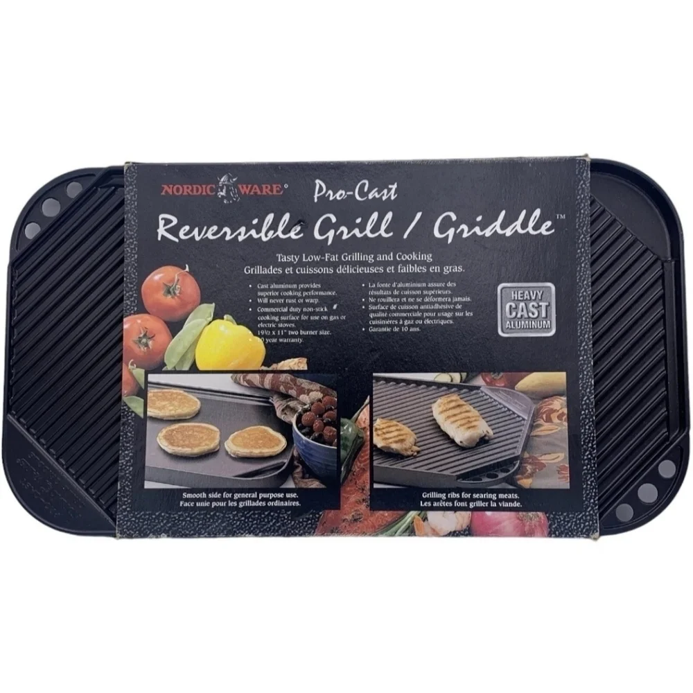 NORDIC WARE Cast Aluminum Reversible 2 Burner Grill Griddle New Gas Electric NEW